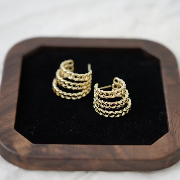 NEW Layered Chain Cuff Earrings - Picture 1 of 5